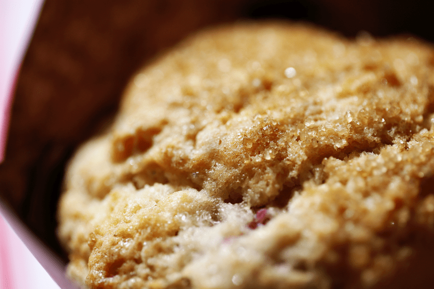 Raspberry and cream cheese muffin